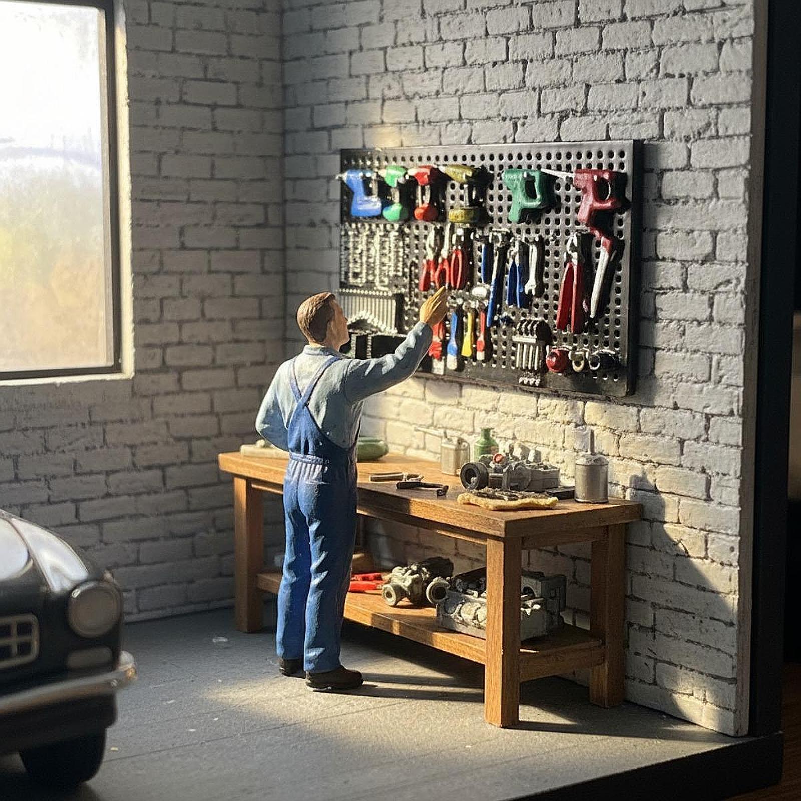 1:64スケール 電動ドリルペグボード モデル装飾品 自動車 - Auto Repair Shop Layout のレビューと価格